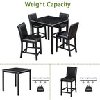 Set da pranzo altezza bancone, nero/beige, quadrato, 5 pezzi (4 posti)