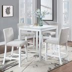 Set da pranzo altezza bancone, nero/beige, quadrato, 5 pezzi (4 posti)