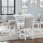 Set da pranzo altezza bancone, nero/beige, quadrato, 5 pezzi (4 posti)