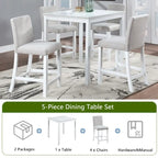 Set da pranzo altezza bancone, nero/beige, quadrato, 5 pezzi (4 posti)