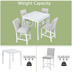 Set da pranzo altezza bancone, nero/beige, quadrato, 5 pezzi (4 posti)