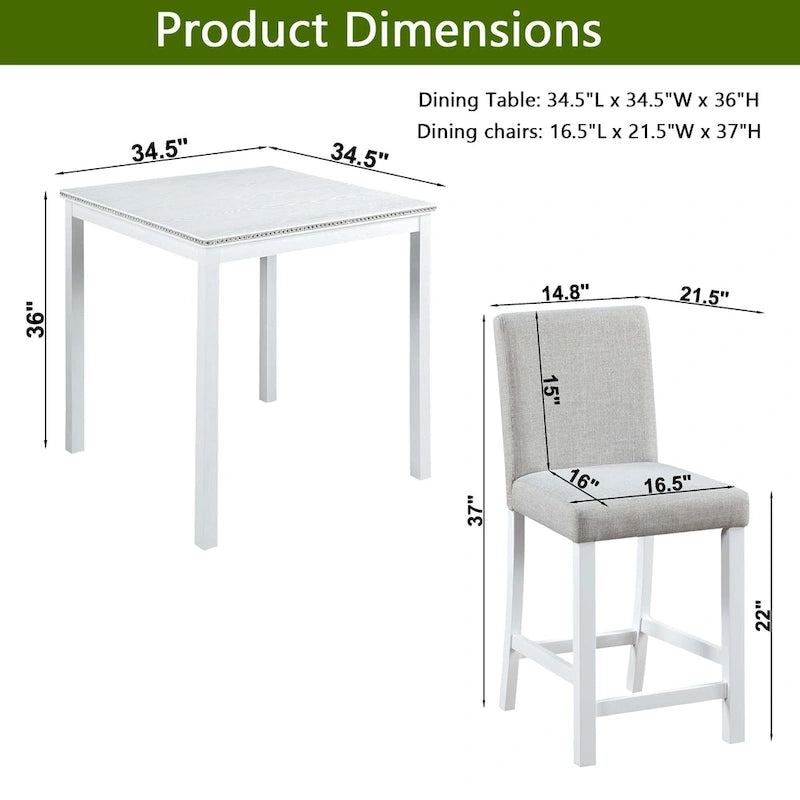 Set da pranzo altezza bancone, nero/beige, quadrato, 5 pezzi (4 posti)