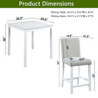 Set da pranzo altezza bancone, nero/beige, quadrato, 5 pezzi (4 posti)