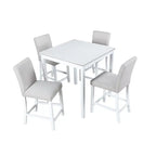 Set da pranzo altezza bancone, nero/beige, quadrato, 5 pezzi (4 posti)
