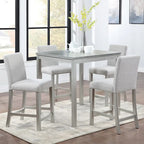 Set da pranzo altezza bancone, nero/beige, quadrato, 5 pezzi (4 posti)