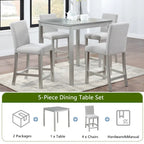 Set da pranzo altezza bancone, nero/beige, quadrato, 5 pezzi (4 posti)