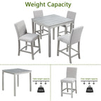 Set da pranzo altezza bancone, nero/beige, quadrato, 5 pezzi (4 posti)
