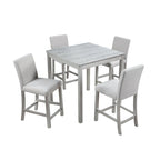 Set da pranzo altezza bancone, nero/beige, quadrato, 5 pezzi (4 posti)