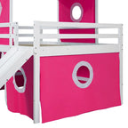 Castello soppalco blu/rosa con scivolo, torretta e scaletta – singolo/una piazza e mezza, 1 bambino