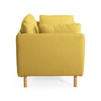 Poltrona d'accento rivestita in tessuto bianco/giallo, seduta singola, gambe in legno