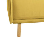 Poltrona d'accento rivestita in tessuto bianco/giallo, seduta singola, gambe in legno