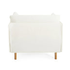 Poltrona d'accento rivestita in tessuto bianco/giallo, seduta singola, gambe in legno