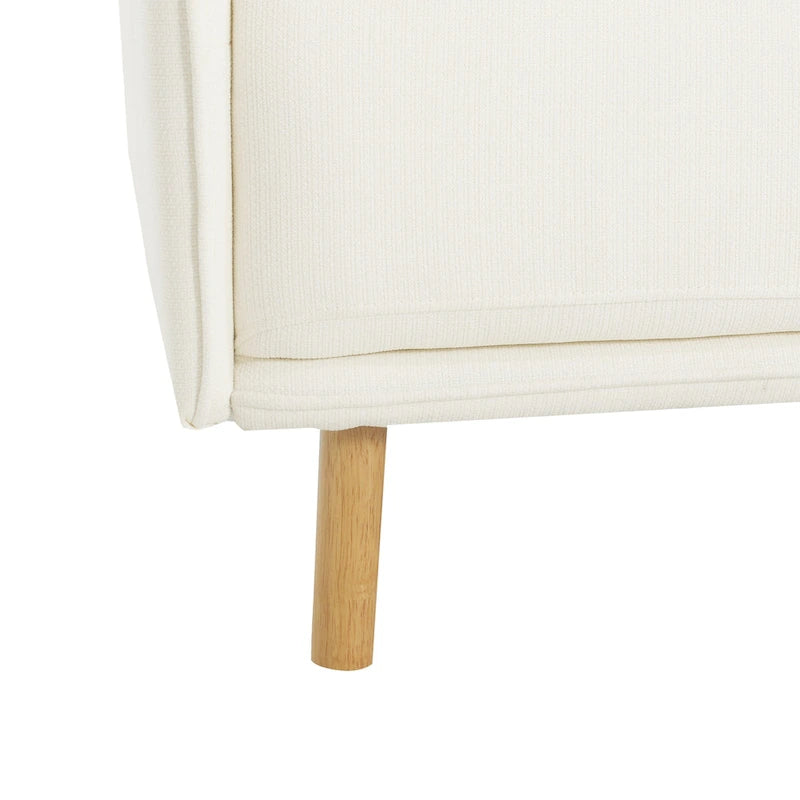 Poltrona d'accento rivestita in tessuto bianco/giallo, seduta singola, gambe in legno