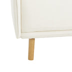 Poltrona d'accento rivestita in tessuto bianco/giallo, seduta singola, gambe in legno