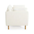 Poltrona d'accento rivestita in tessuto bianco/giallo, seduta singola, gambe in legno