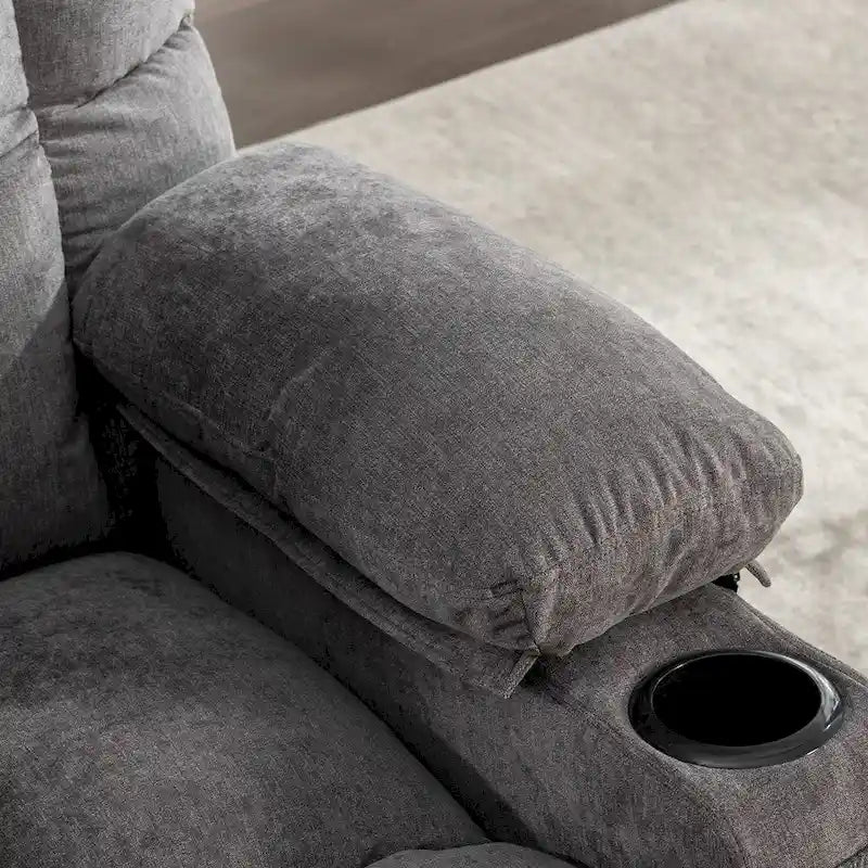 Poltrona massaggiante reclinabile in blu/marrone/grigio, singola, reclinazione 150°, a dondolo