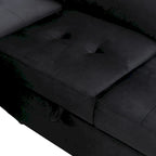 Divano angolare trasformabile a 5 posti in velluto grigio scuro/grigio/nero
