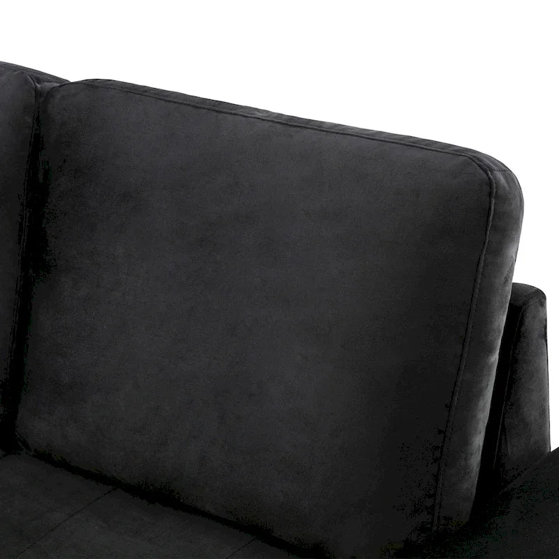 Divano angolare trasformabile a 5 posti in velluto grigio scuro/grigio/nero