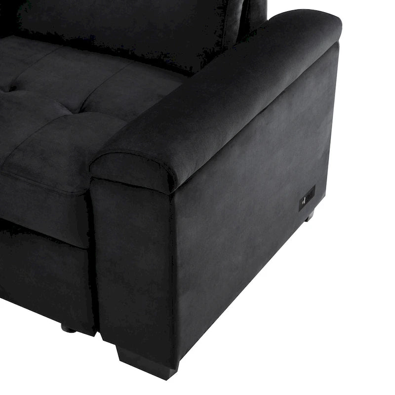 Divano angolare trasformabile a 5 posti in velluto grigio scuro/grigio/nero