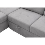 Divano angolare trasformabile a 5 posti in velluto grigio scuro/grigio/nero