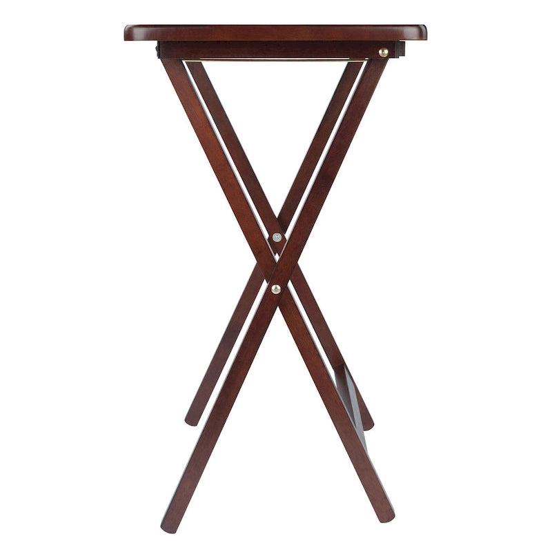 Tavolini marroni pieghevoli per snack, in legno a X, set da 4