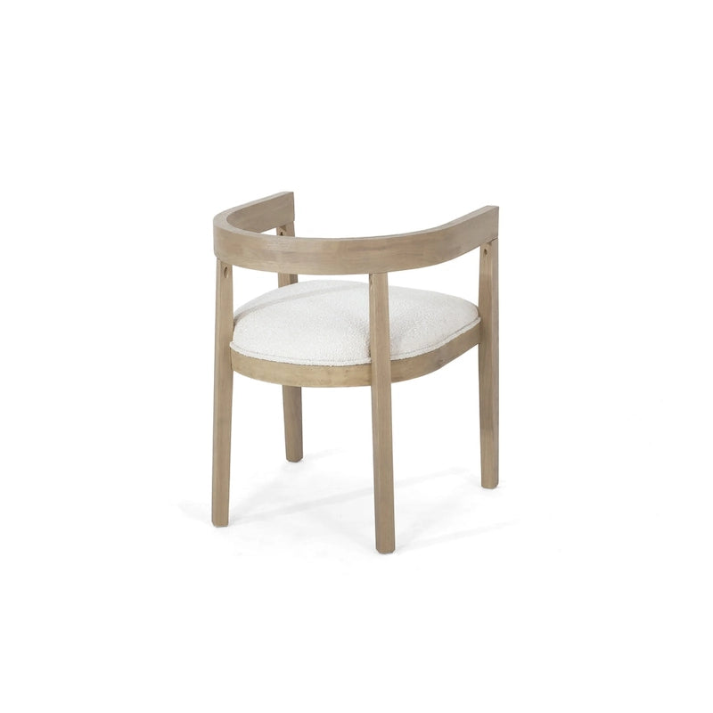 Set da pranzo 5 pezzi in frassino chiaro e tessuto per 4 persone, tavolo rotondo allungabile