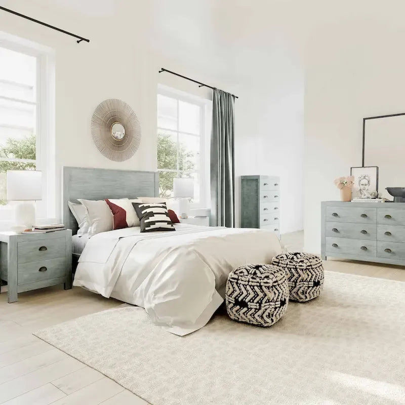 Struttura letto in legno a basso profilo – Grigio lavato / Rovere / Cioccolato / Terra d'ombra vintage – Singolo / Matrimoniale / Queen / King, Posti letto 1–2