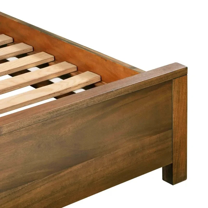 Struttura letto in legno a basso profilo – Grigio lavato / Rovere / Cioccolato / Terra d'ombra vintage – Singolo / Matrimoniale / Queen / King, Posti letto 1–2