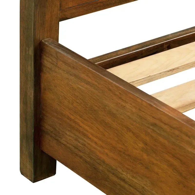 Struttura letto in legno a basso profilo – Grigio lavato / Rovere / Cioccolato / Terra d'ombra vintage – Singolo / Matrimoniale / Queen / King, Posti letto 1–2