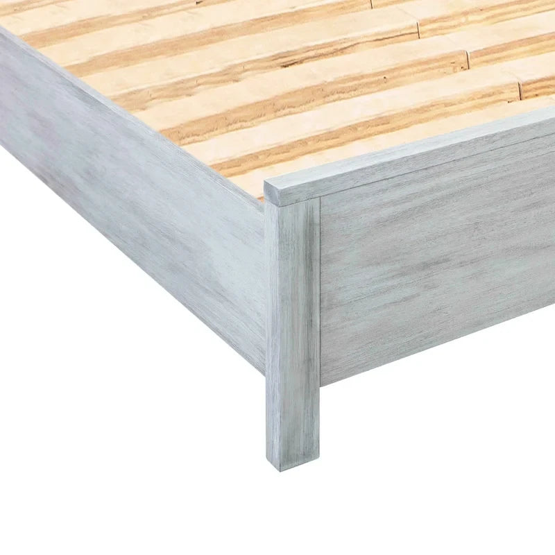 Struttura letto in legno a basso profilo – Grigio lavato / Rovere / Cioccolato / Terra d'ombra vintage – Singolo / Matrimoniale / Queen / King, Posti letto 1–2