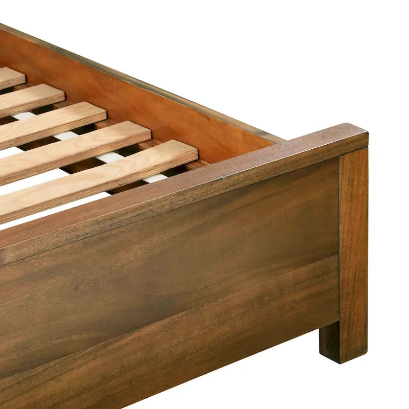 Struttura letto in legno a basso profilo – Grigio lavato / Rovere / Cioccolato / Terra d'ombra vintage – Singolo / Matrimoniale / Queen / King, Posti letto 1–2