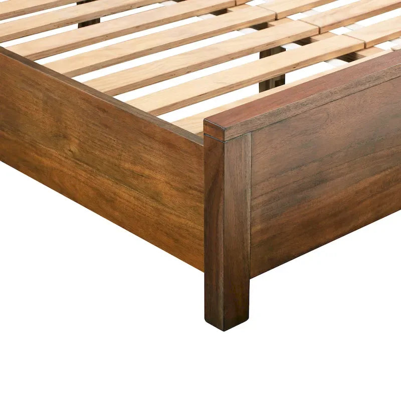 Struttura letto in legno a basso profilo – Grigio lavato / Rovere / Cioccolato / Terra d'ombra vintage – Singolo / Matrimoniale / Queen / King, Posti letto 1–2