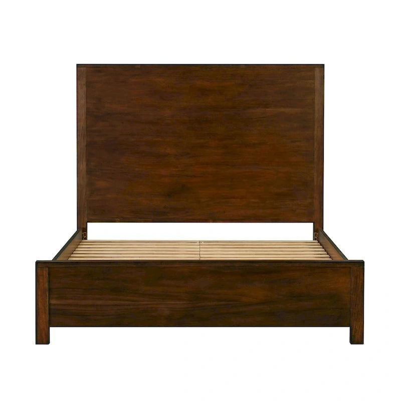 Struttura letto in legno a basso profilo – Grigio lavato / Rovere / Cioccolato / Terra d'ombra vintage – Singolo / Matrimoniale / Queen / King, Posti letto 1–2