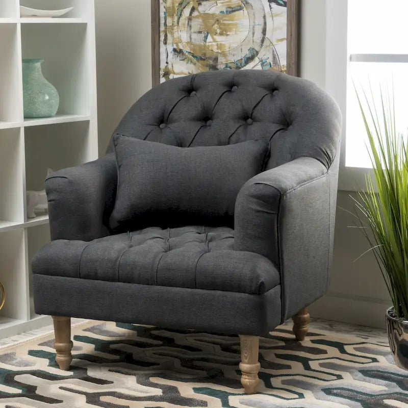 Poltrona con braccioli a botte trapuntata grigia / beige / sabbia / blu / grigio scuro, a seduta singola