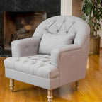 Poltrona con braccioli a botte trapuntata grigia / beige / sabbia / blu / grigio scuro, a seduta singola