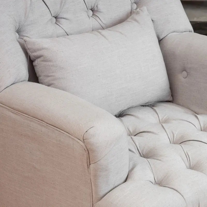 Poltrona con braccioli a botte trapuntata grigia / beige / sabbia / blu / grigio scuro, a seduta singola