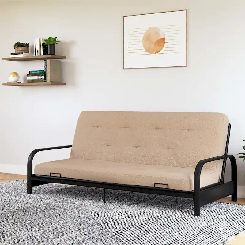 Materasso Futon a molle da 6 pollici, misura piazza e mezza, microfibra e lino, adatto a 2 persone/3 posti, colori assortiti