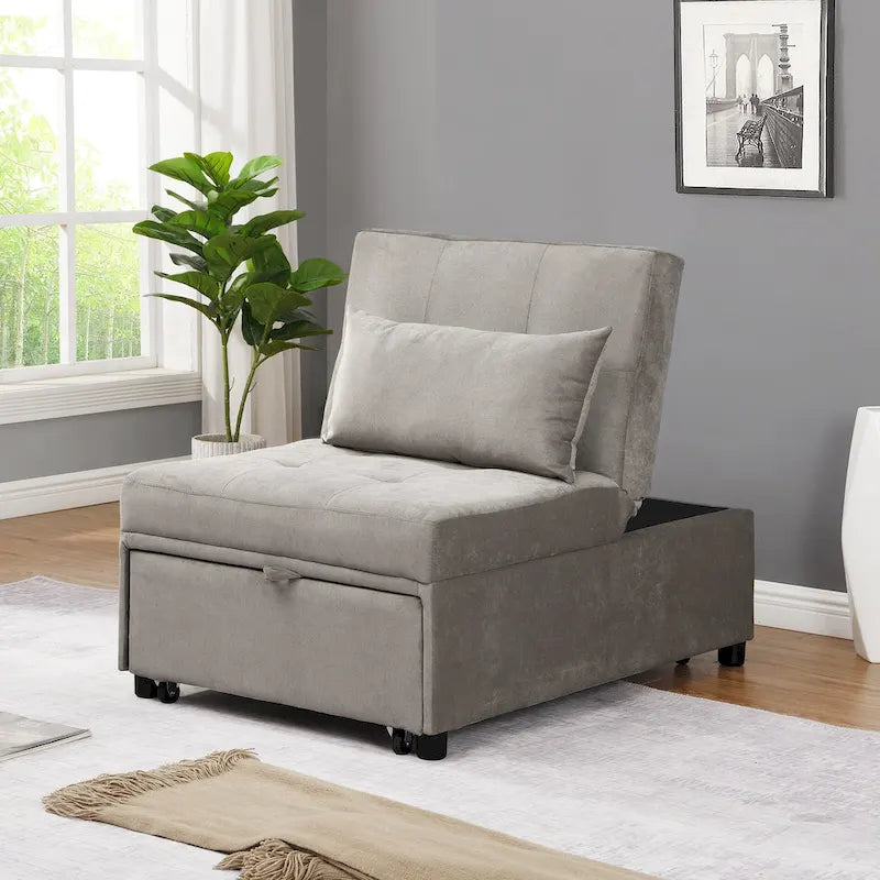 Poltrona letto convertibile grigio chiaro / blu / grigio scuro / verde, singola (1 posto)