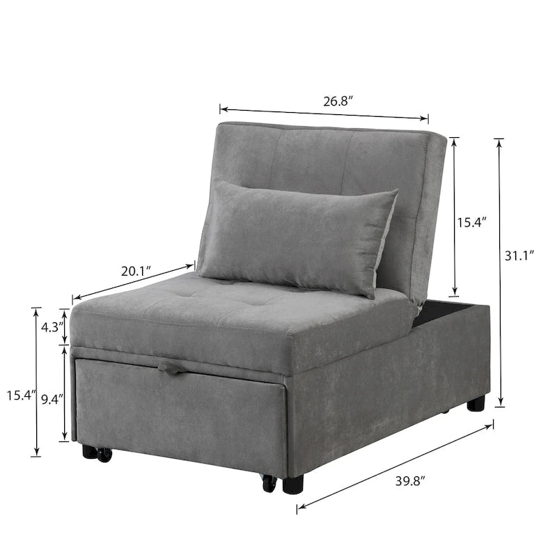 Poltrona letto convertibile grigio chiaro / blu / grigio scuro / verde, singola (1 posto)