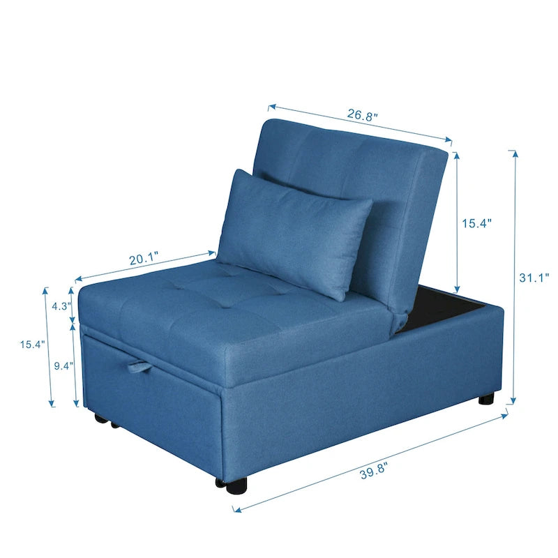 Poltrona letto convertibile grigio chiaro / blu / grigio scuro / verde, singola (1 posto)