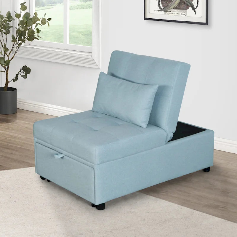 Poltrona letto convertibile grigio chiaro / blu / grigio scuro / verde, singola (1 posto)