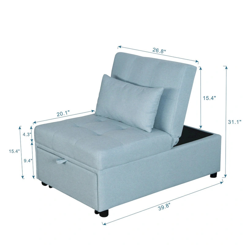 Poltrona letto convertibile grigio chiaro / blu / grigio scuro / verde, singola (1 posto)