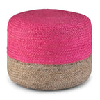 Pouf Rotondo in Juta Intrecciata, Opzioni Multicolore, Seduta per 1 Persona