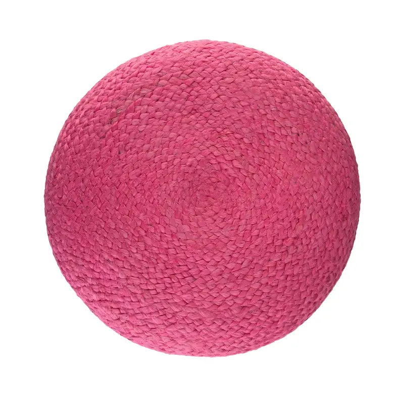 Pouf Rotondo in Juta Intrecciata, Opzioni Multicolore, Seduta per 1 Persona