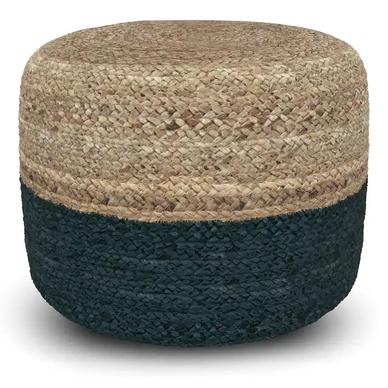 Pouf Rotondo in Juta Intrecciata, Opzioni Multicolore, Seduta per 1 Persona