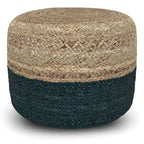 Pouf Rotondo in Juta Intrecciata, Opzioni Multicolore, Seduta per 1 Persona
