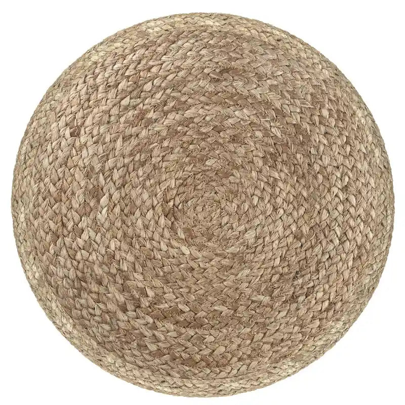 Pouf Rotondo in Juta Intrecciata, Opzioni Multicolore, Seduta per 1 Persona