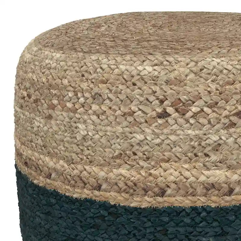 Pouf Rotondo in Juta Intrecciata, Opzioni Multicolore, Seduta per 1 Persona