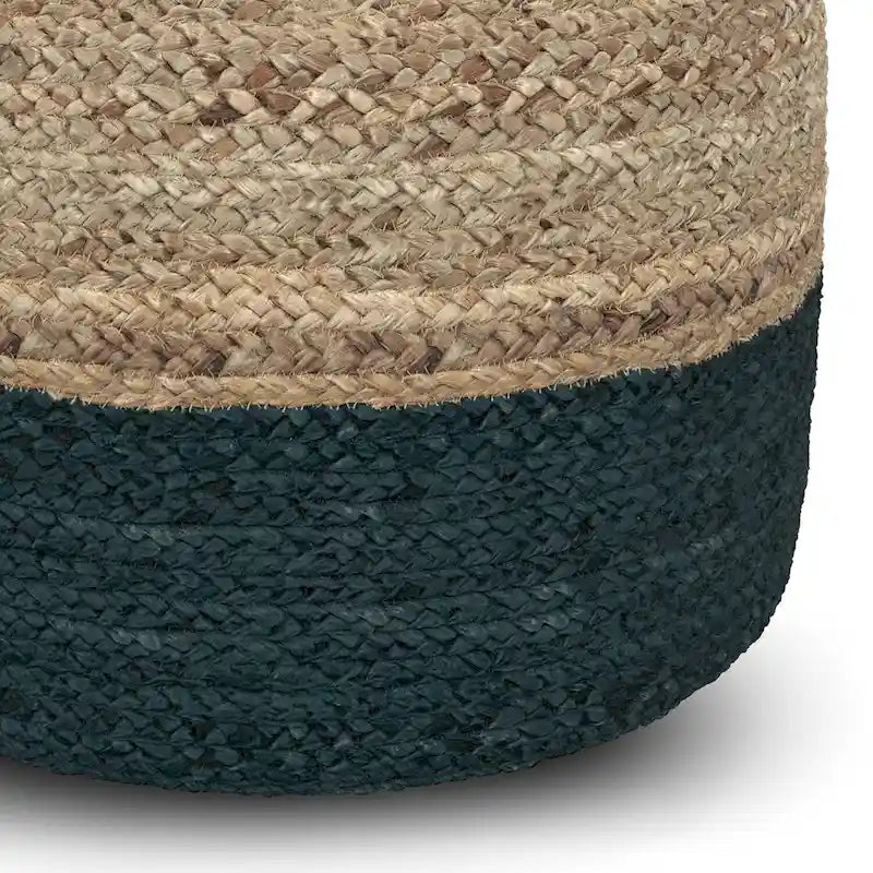 Pouf Rotondo in Juta Intrecciata, Opzioni Multicolore, Seduta per 1 Persona