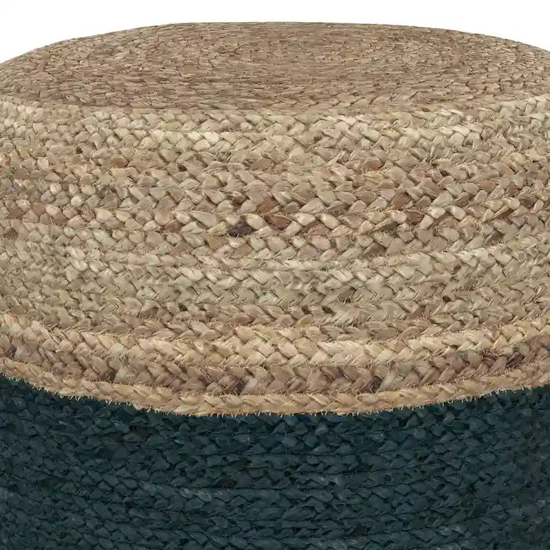 Pouf Rotondo in Juta Intrecciata, Opzioni Multicolore, Seduta per 1 Persona